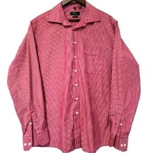 Haupt Dress Shirt Men's Red Blue White Striped Dress Shirt Causal Fisherman